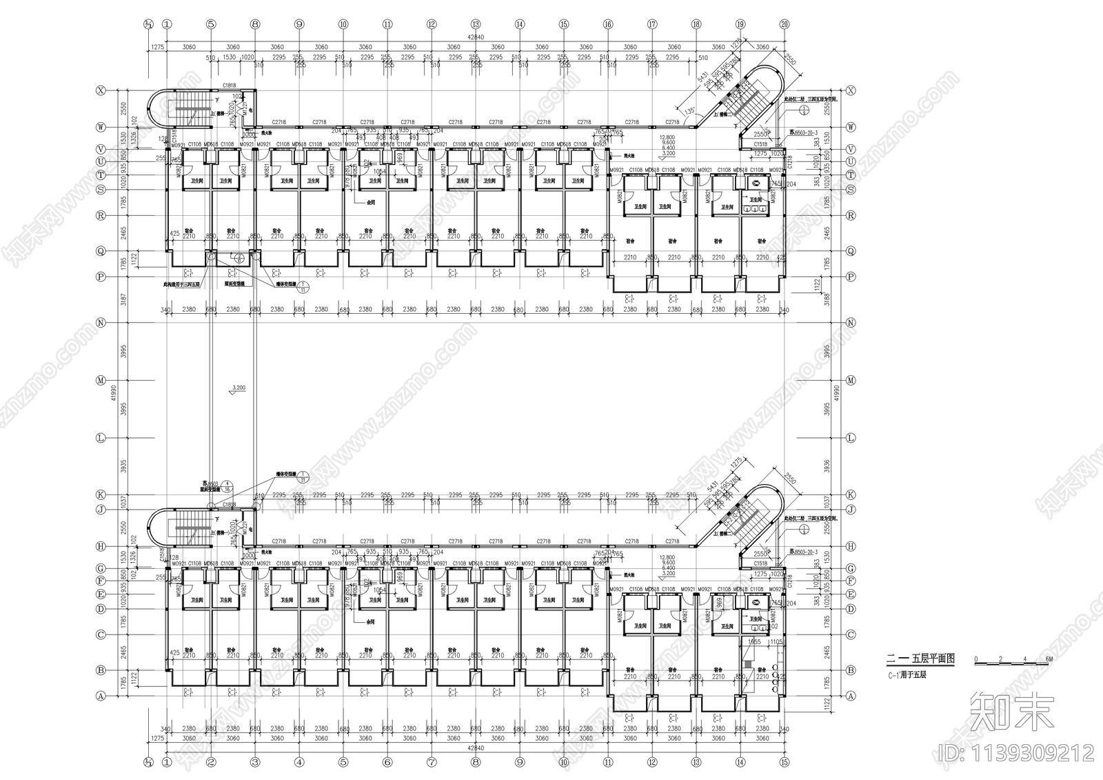 学生宿舍建筑cad施工图下载【ID:1139309212】