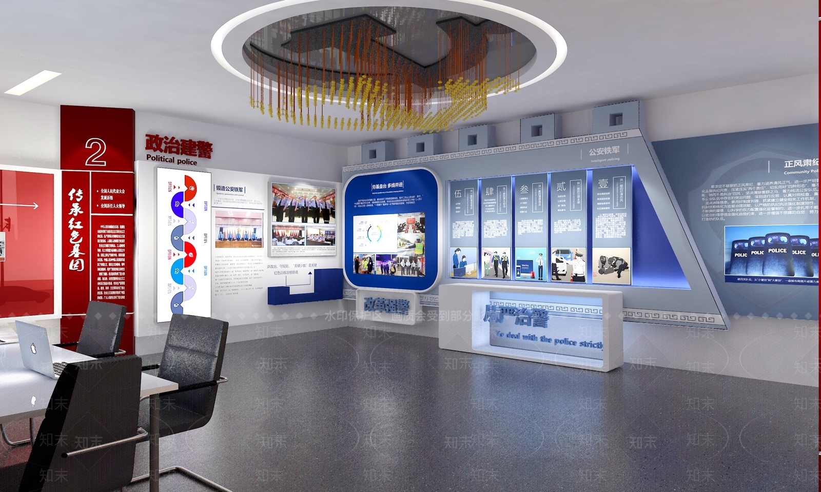 现代政法党建展厅SU模型下载【ID:1139385364】