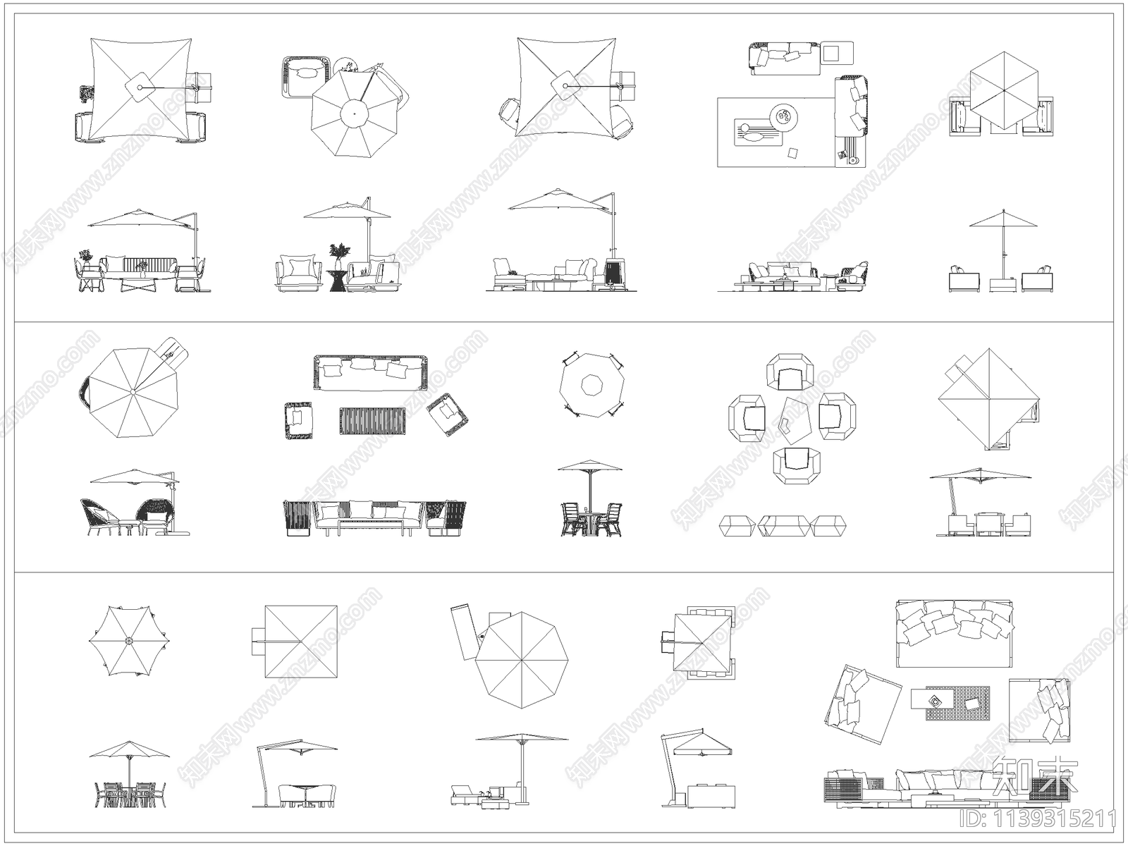 户外庭院沙发座椅施工图下载【ID:1139315211】