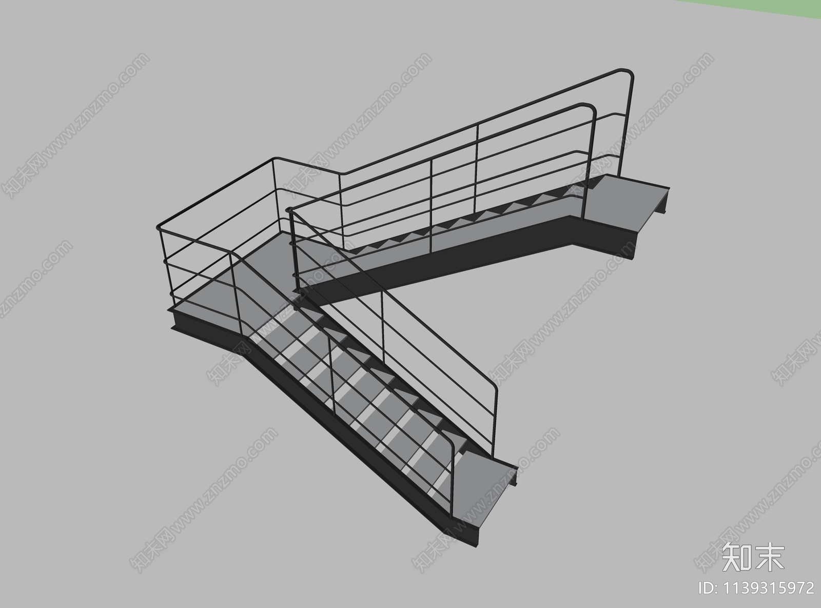 现代户外钢架扶手楼梯SU模型下载【ID:1139315972】