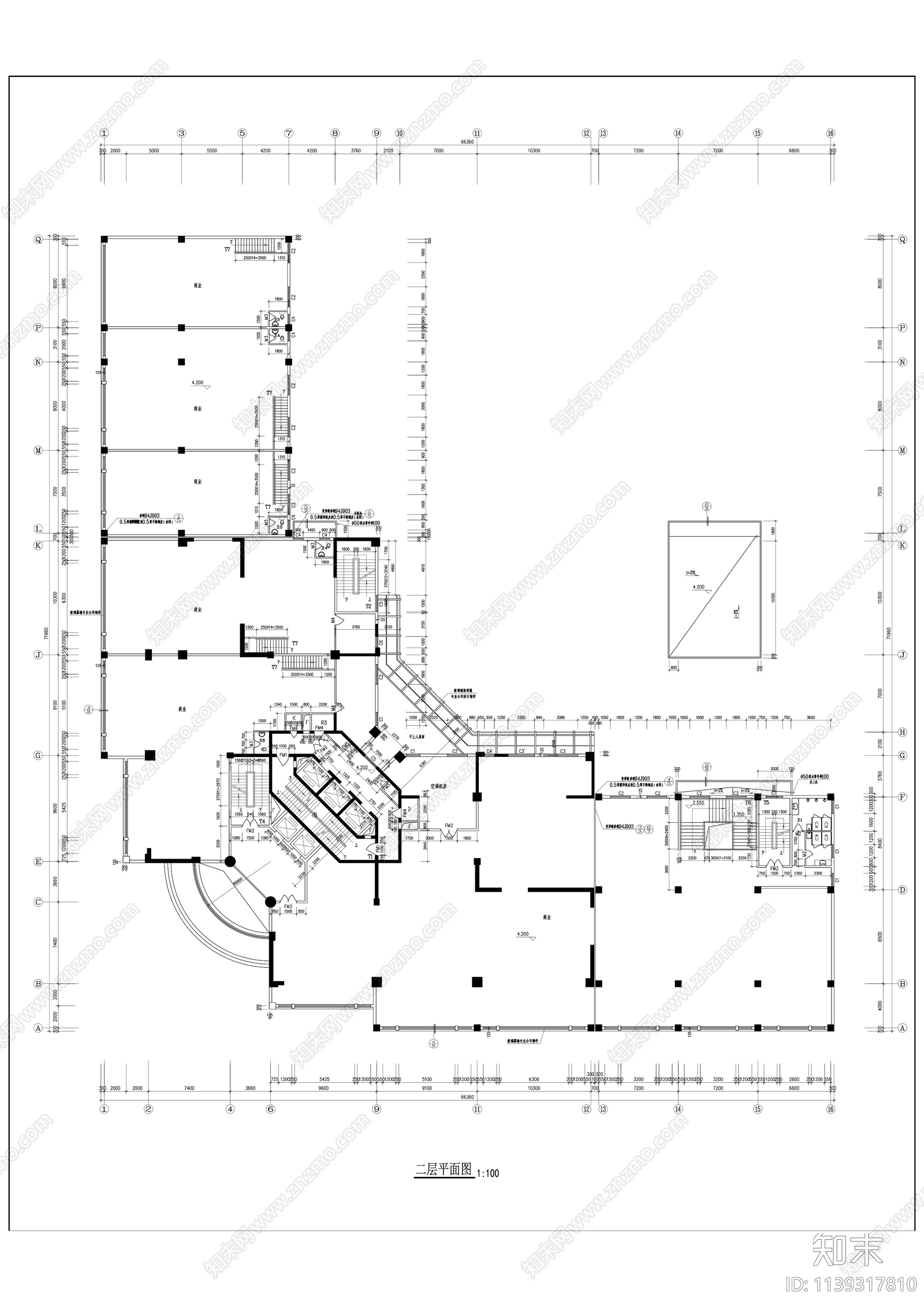 现代高层商务办公写字楼建筑施工图下载【ID:1139317810】