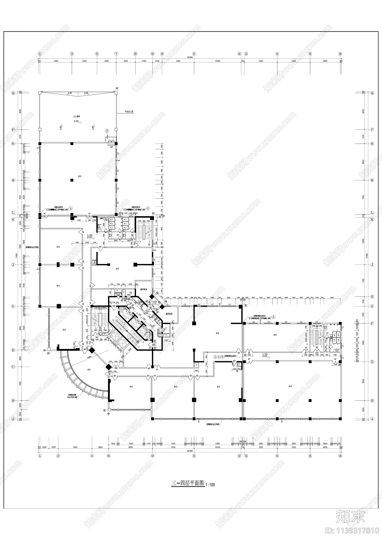 现代高层商务办公写字楼建筑施工图下载【ID:1139317810】