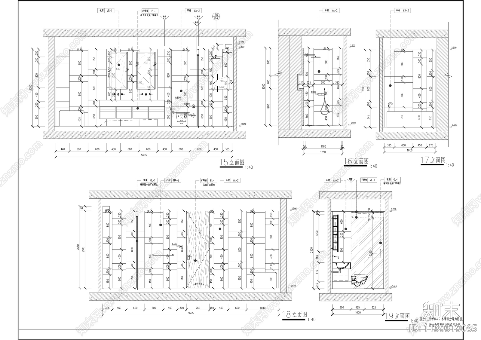 现代简约120平米万科公寓精装修cad施工图下载【ID:1139319085】