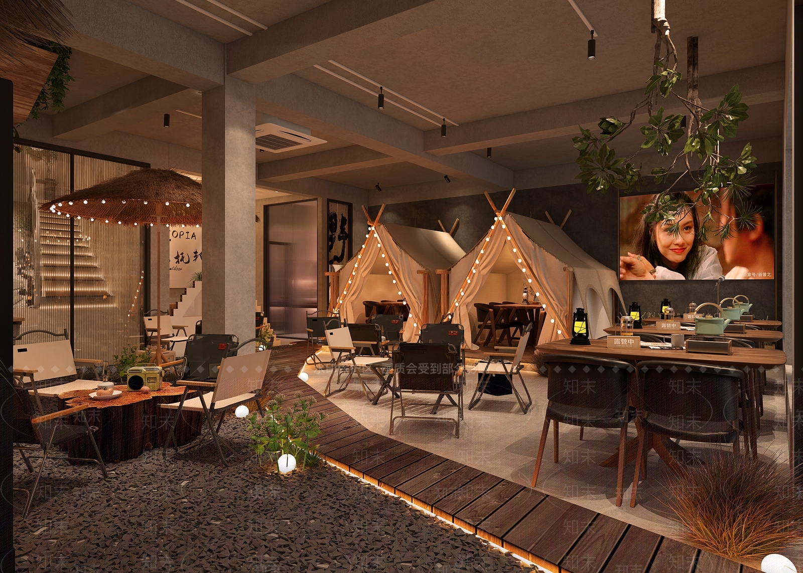 工业风露营烧烤店3D模型下载【ID:1139320937】