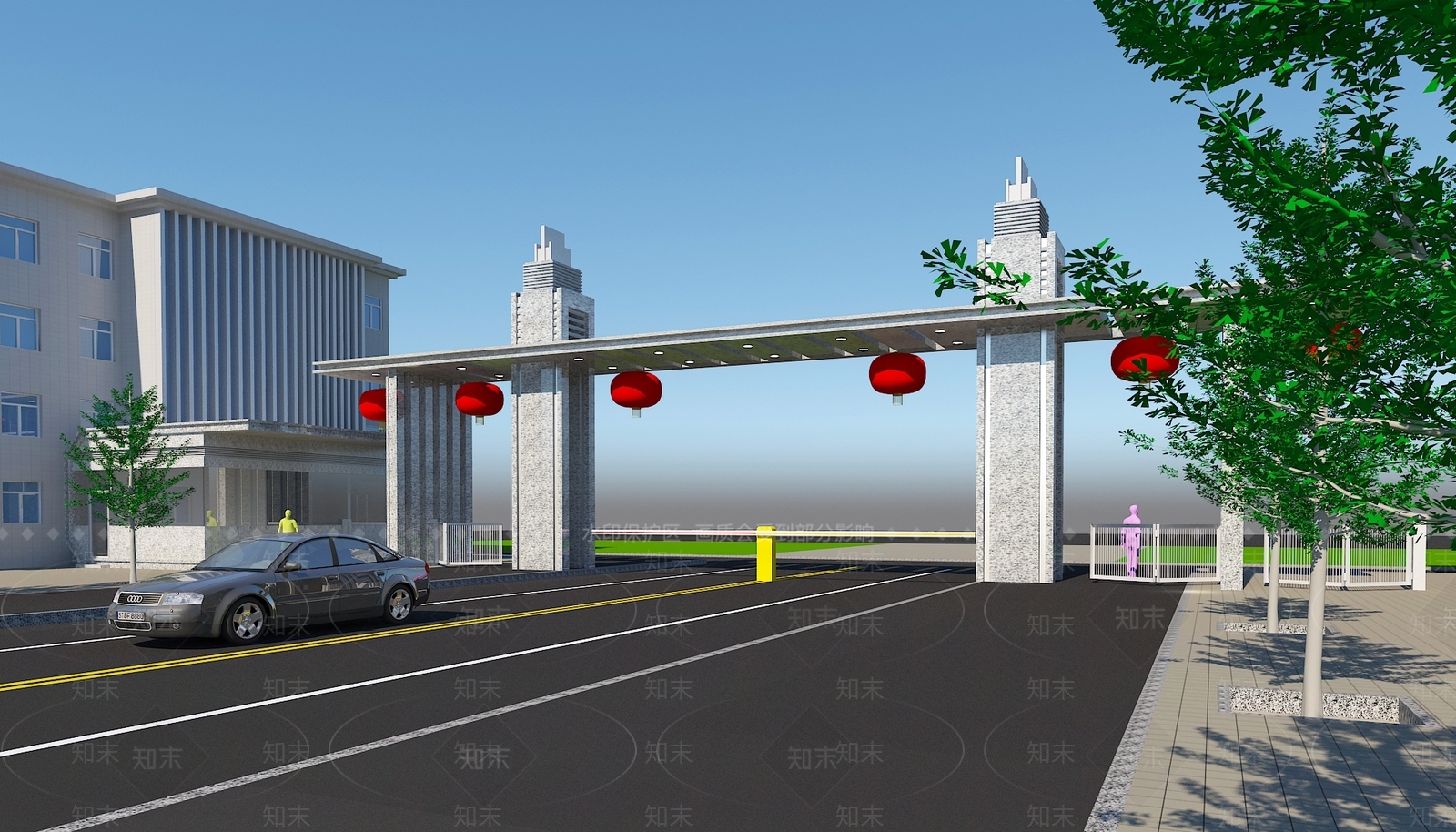 现代工厂入口大门3D模型下载【ID:1139320354】