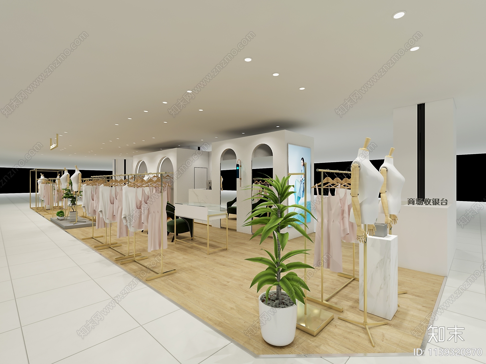 现代商场女装展区3D模型下载【ID:1139320970】