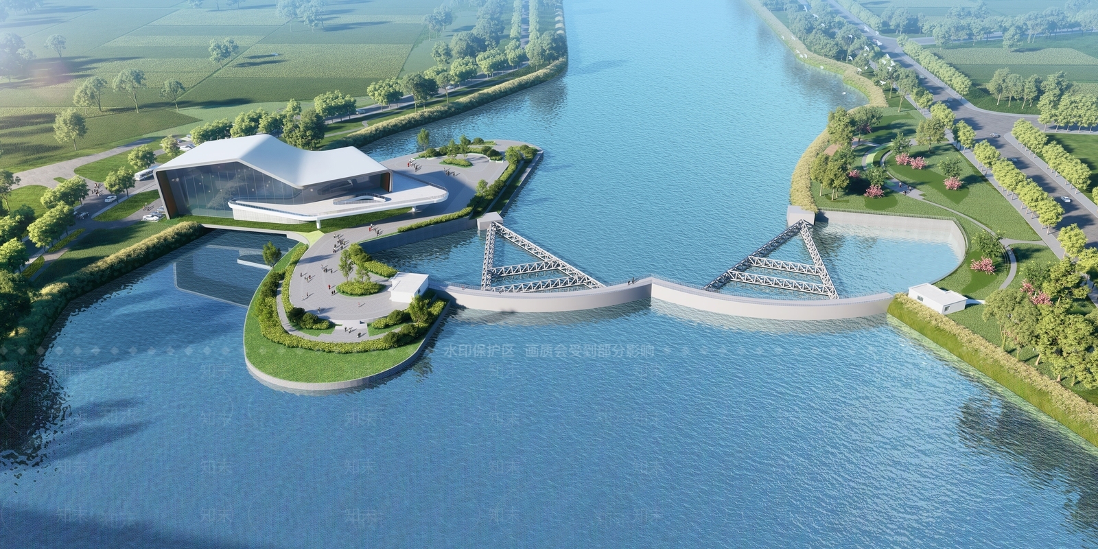现代展览馆建筑SU模型下载【ID:1139323805】
