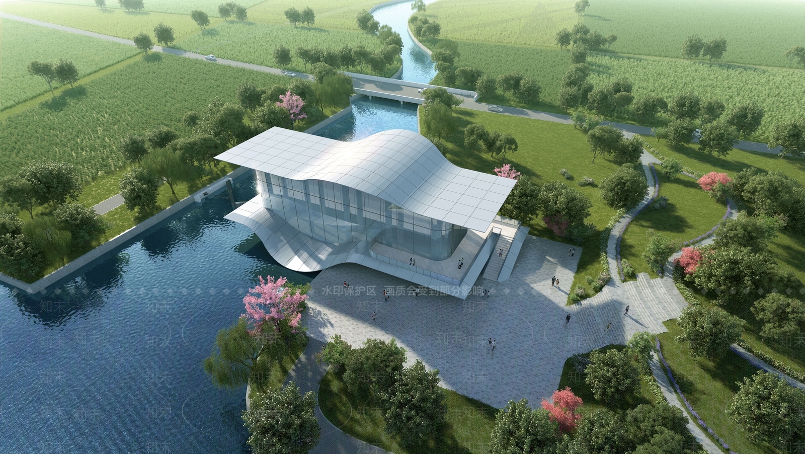 现代展览馆建筑SU模型下载【ID:1139324300】