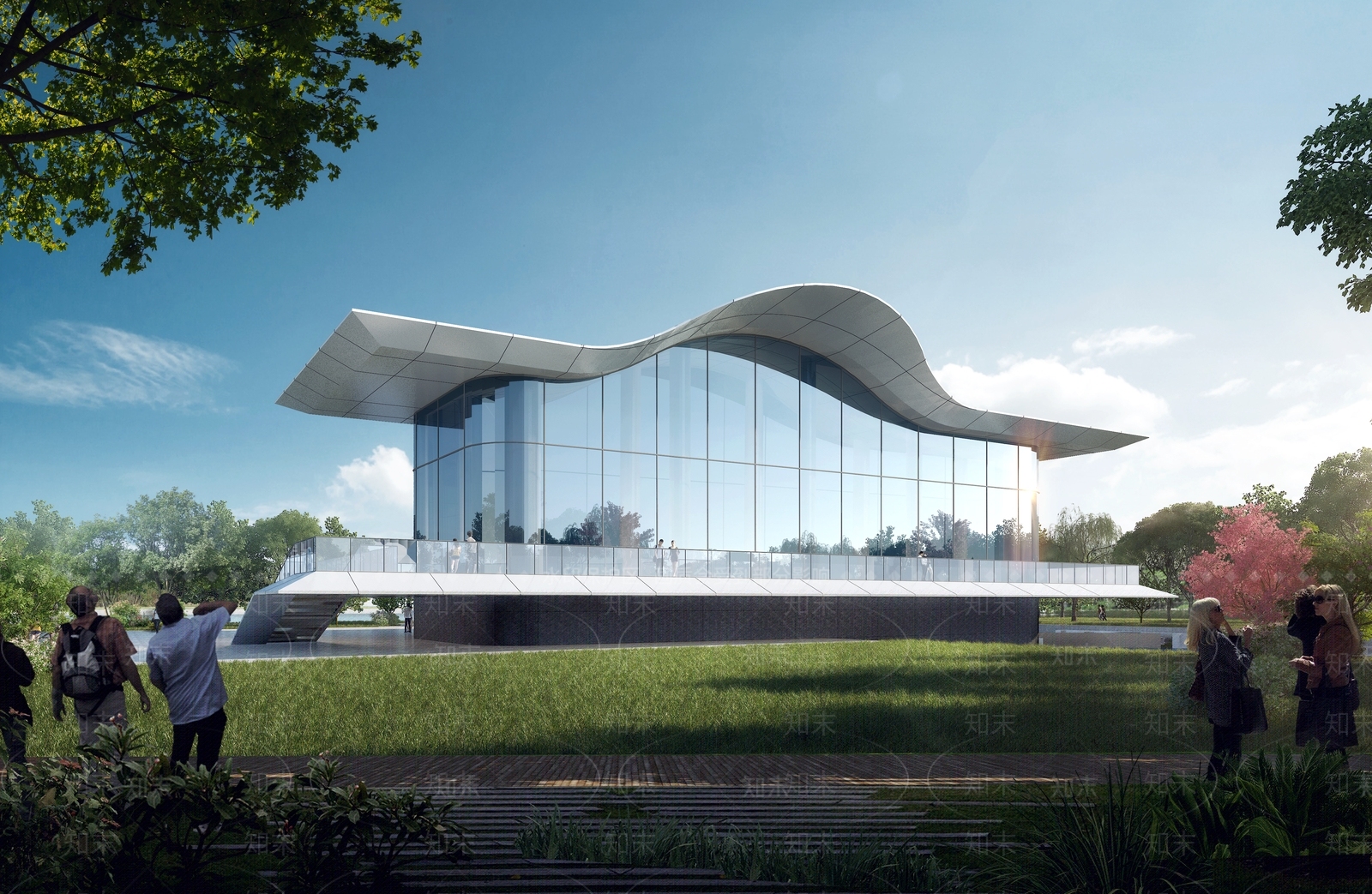 现代展览馆建筑SU模型下载【ID:1139324300】