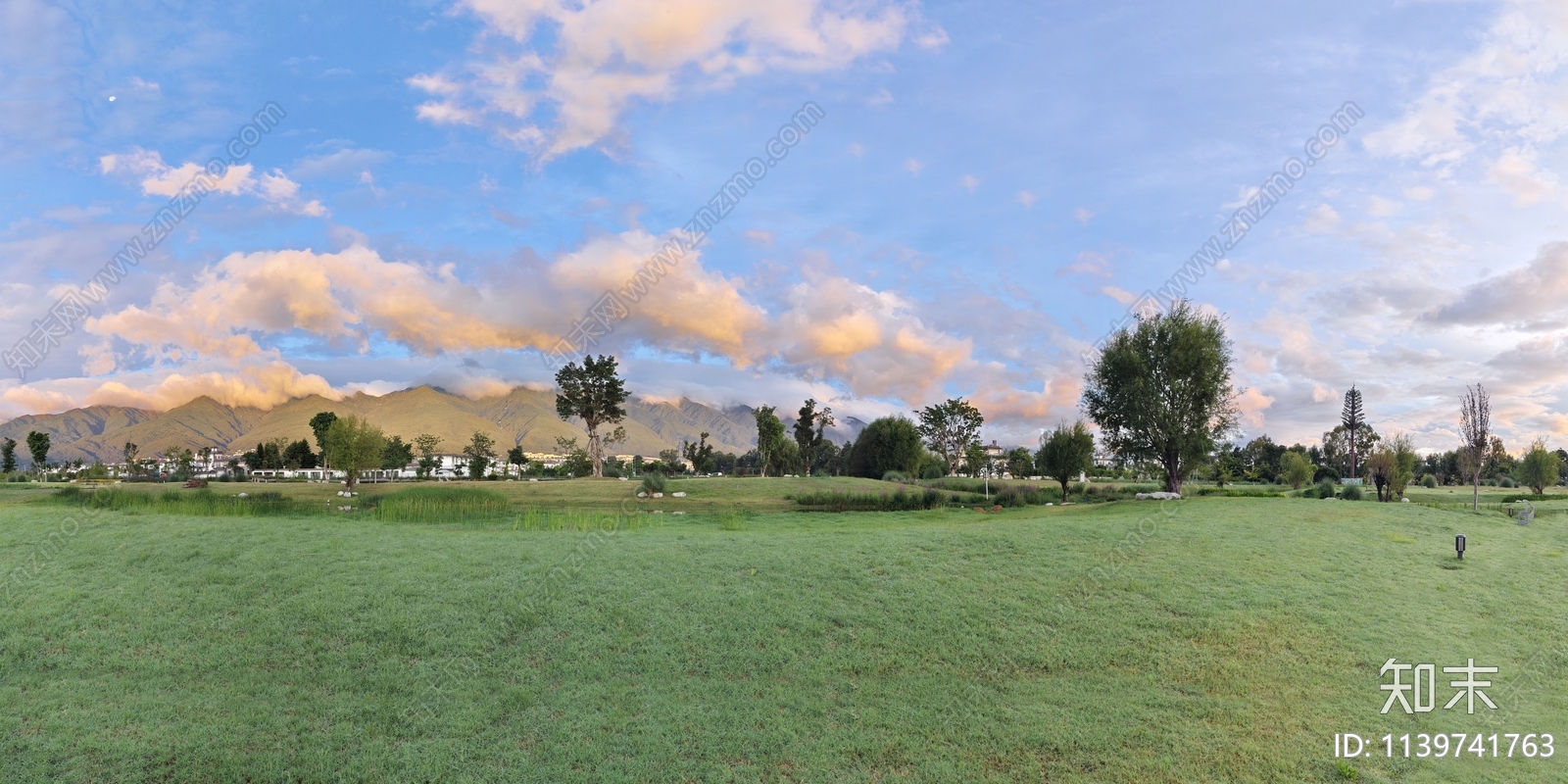 美丽田野草原牧场草坪村庄环山外景全景HDR贴图下载【ID:1139741763】