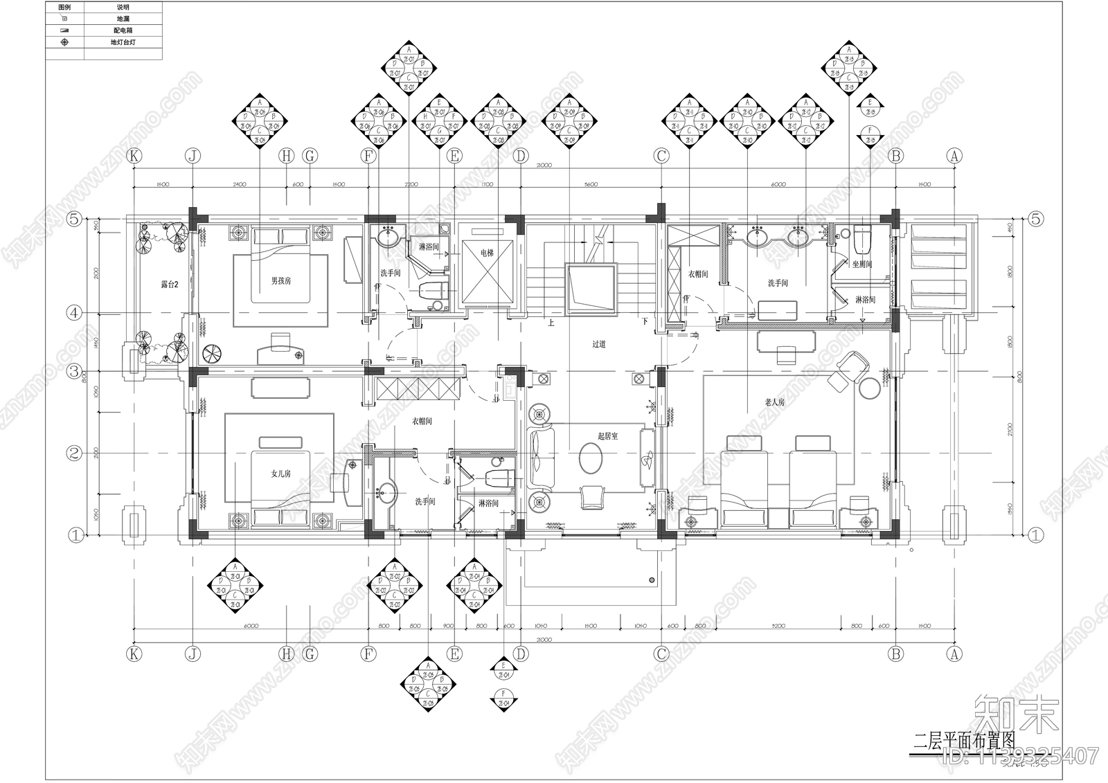 欧式轻奢三层别墅样板间精装修施工图下载【ID:1139325407】