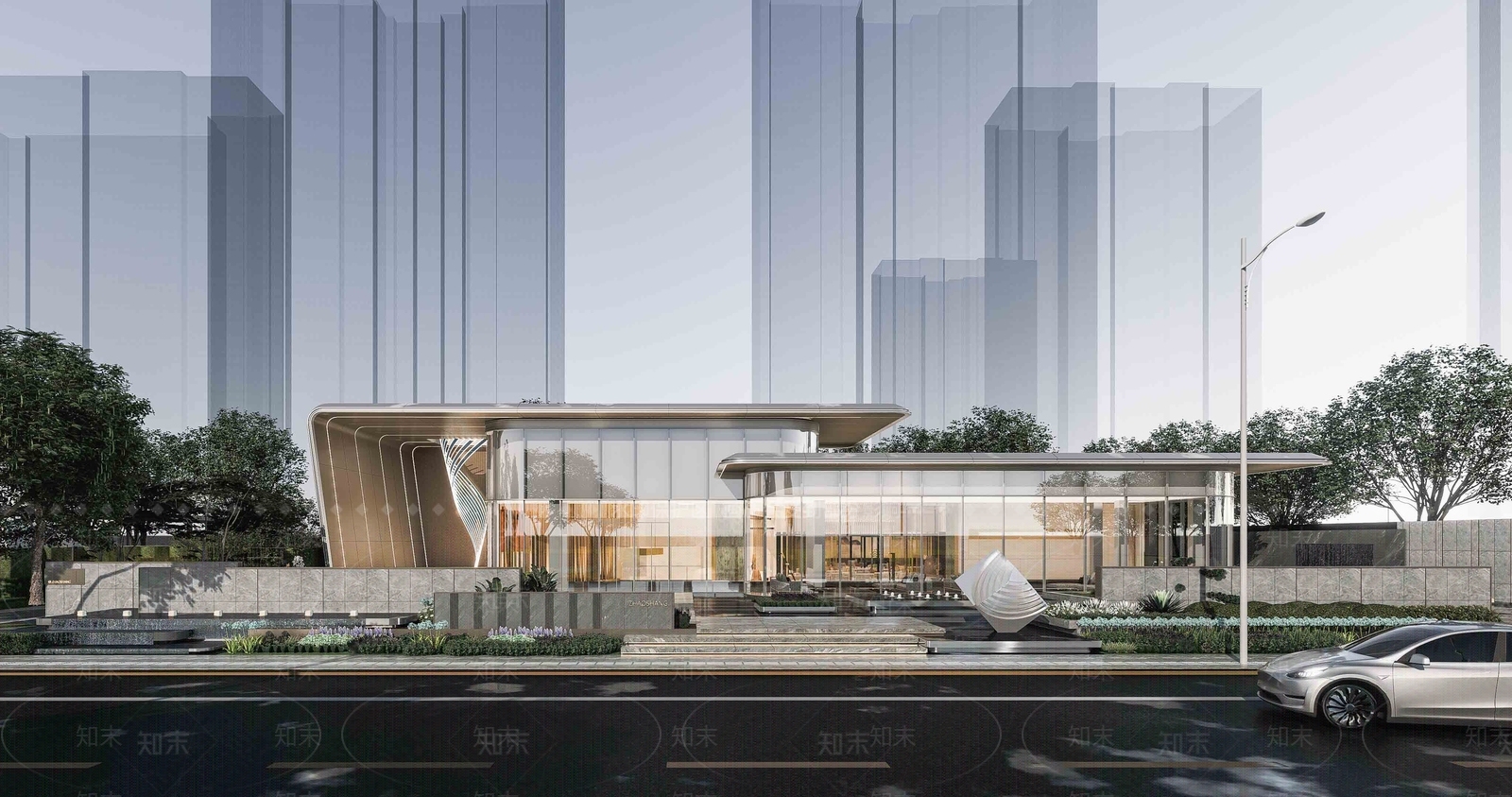 现代售楼处建筑SU模型下载【ID:1139326186】