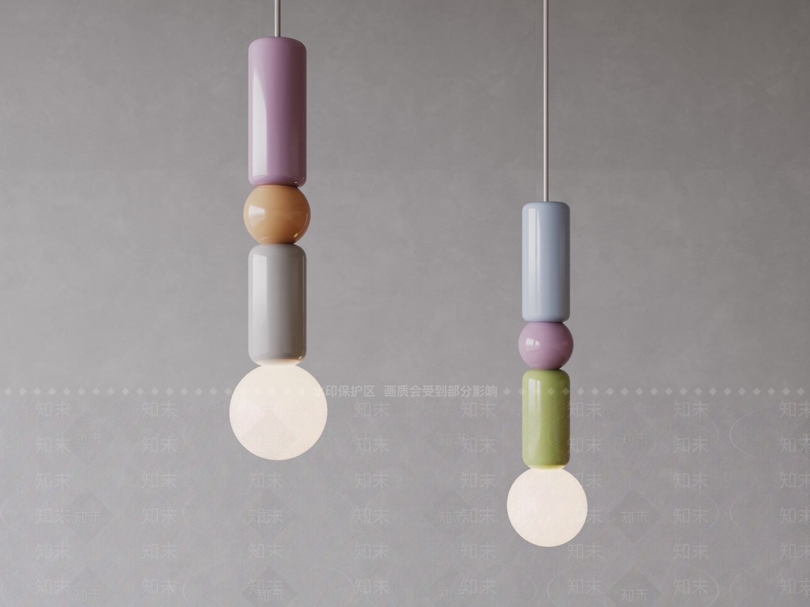 现代卡通彩色吊灯3D模型下载【ID:1139332377】
