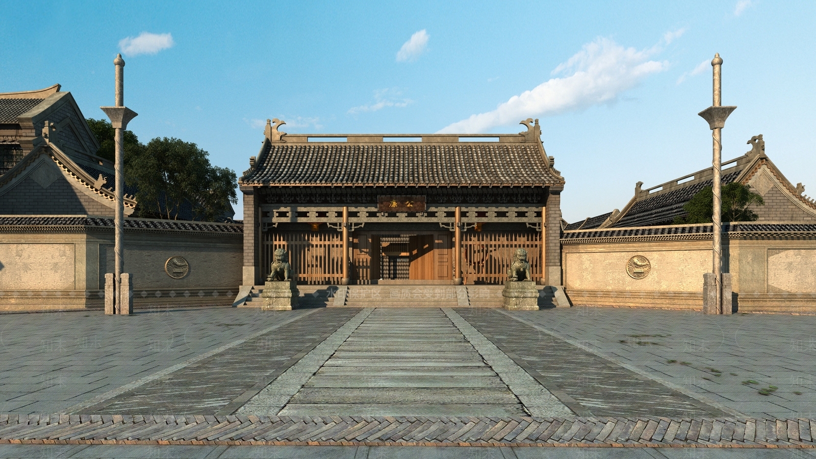 中式古建大门3D模型下载【ID:1139332725】