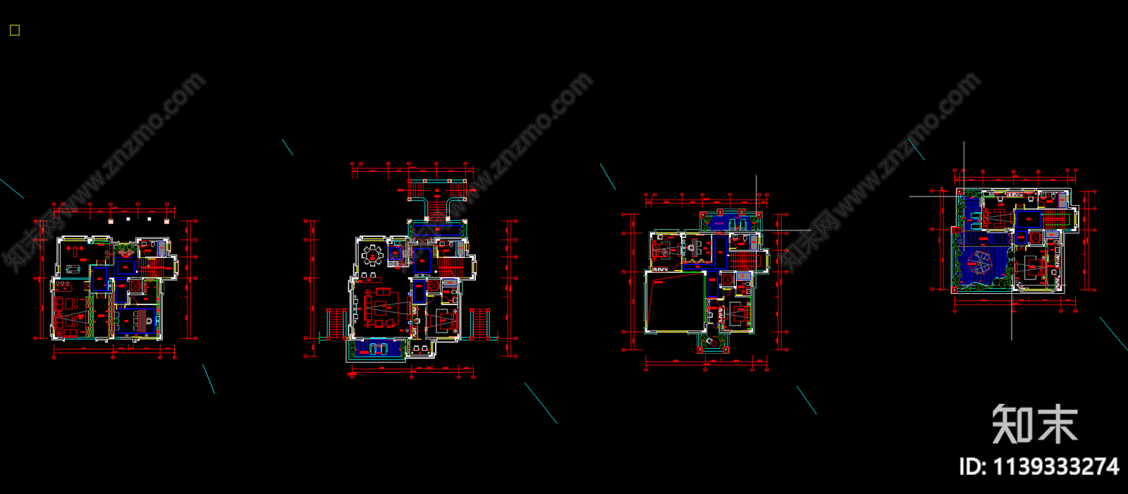 别墅装修cad施工图下载【ID:1139333274】