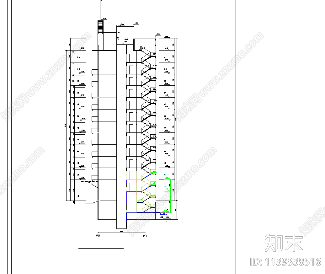 小高层住宅建筑cad施工图下载【ID:1139338516】