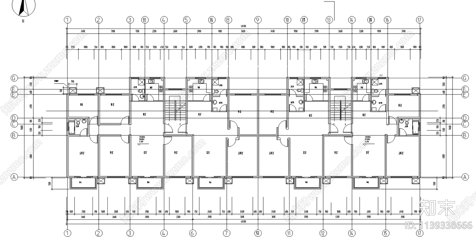 小区住宅建筑cad施工图下载【ID:1139338666】