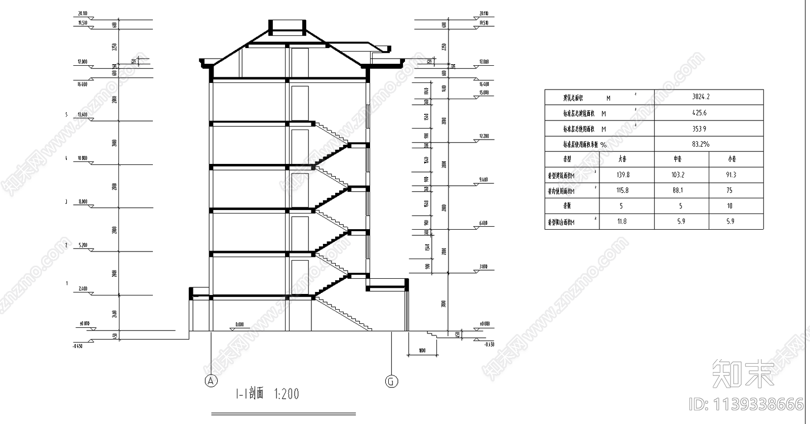 小区住宅建筑cad施工图下载【ID:1139338666】