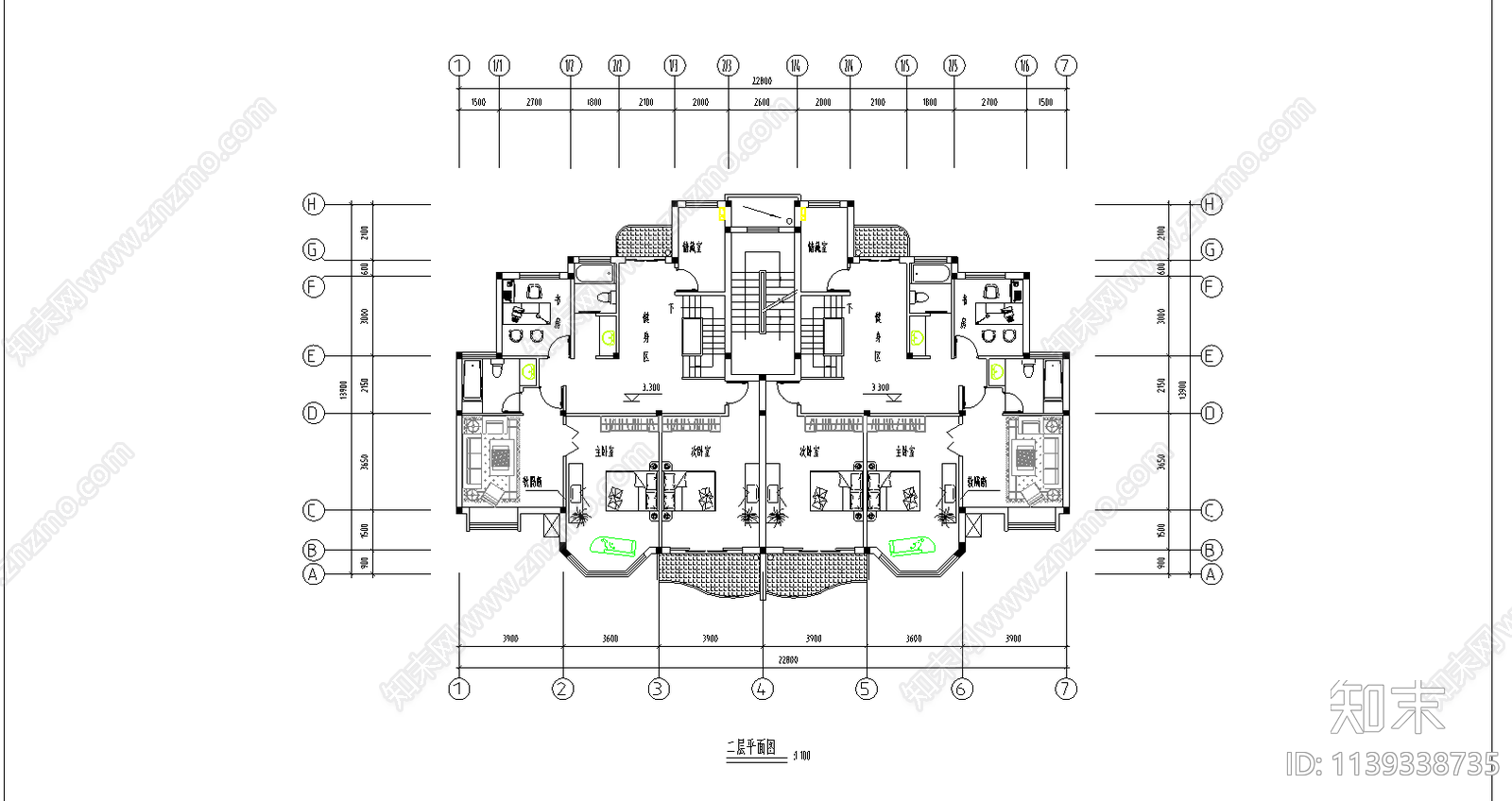 跃层楼住宅建筑cad施工图下载【ID:1139338735】