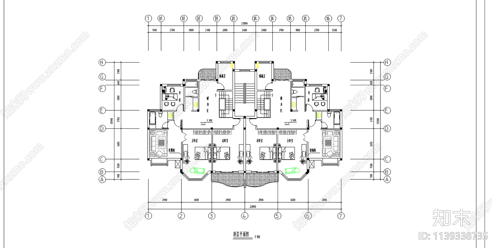 跃层楼住宅建筑cad施工图下载【ID:1139338735】