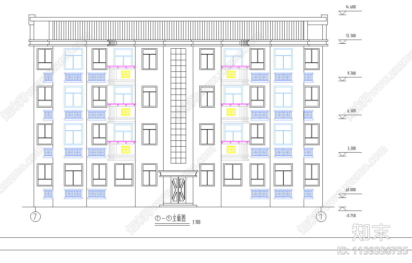 跃层楼住宅建筑cad施工图下载【ID:1139338735】