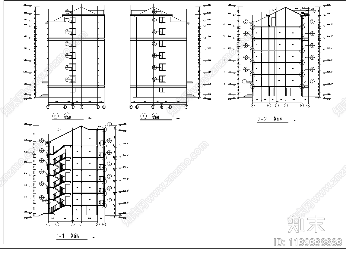 住宅搂建筑cad施工图下载【ID:1139338883】