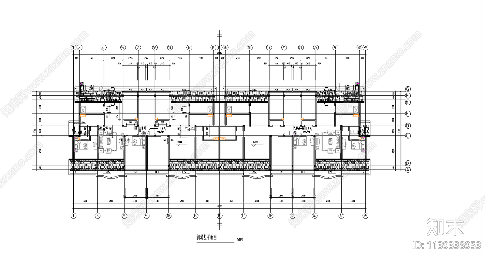 多层住宅建筑cad施工图下载【ID:1139338953】