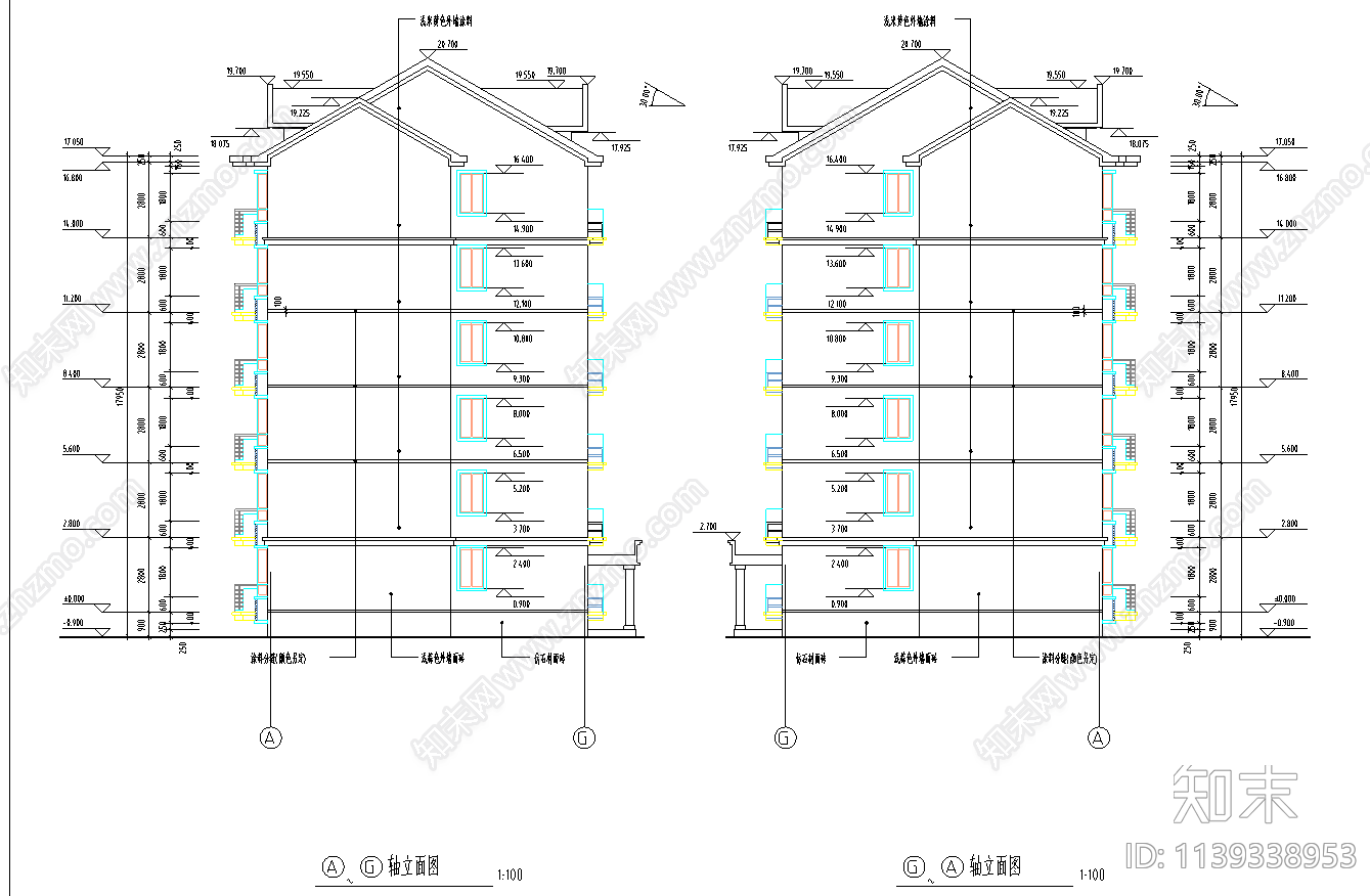 多层住宅建筑cad施工图下载【ID:1139338953】