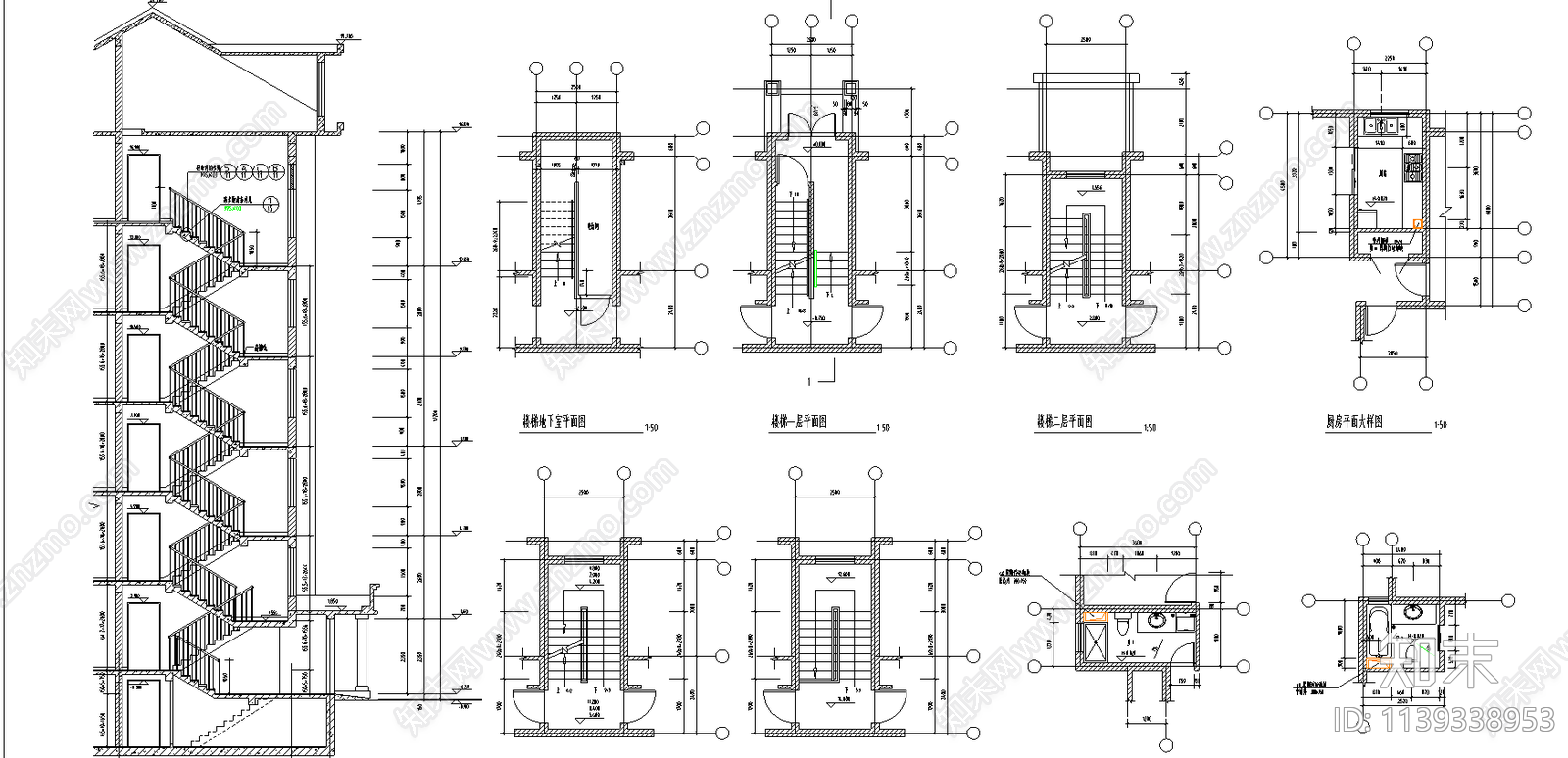 多层住宅建筑cad施工图下载【ID:1139338953】