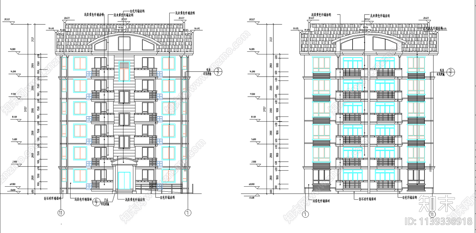 多层住宅建筑cad施工图下载【ID:1139338918】