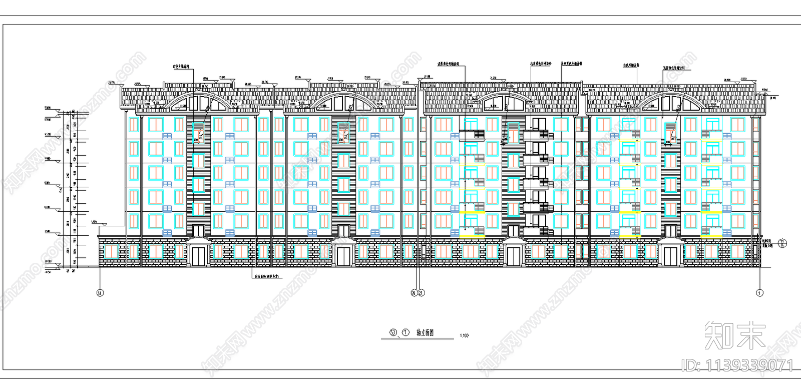 多层住宅建筑cad施工图下载【ID:1139339071】