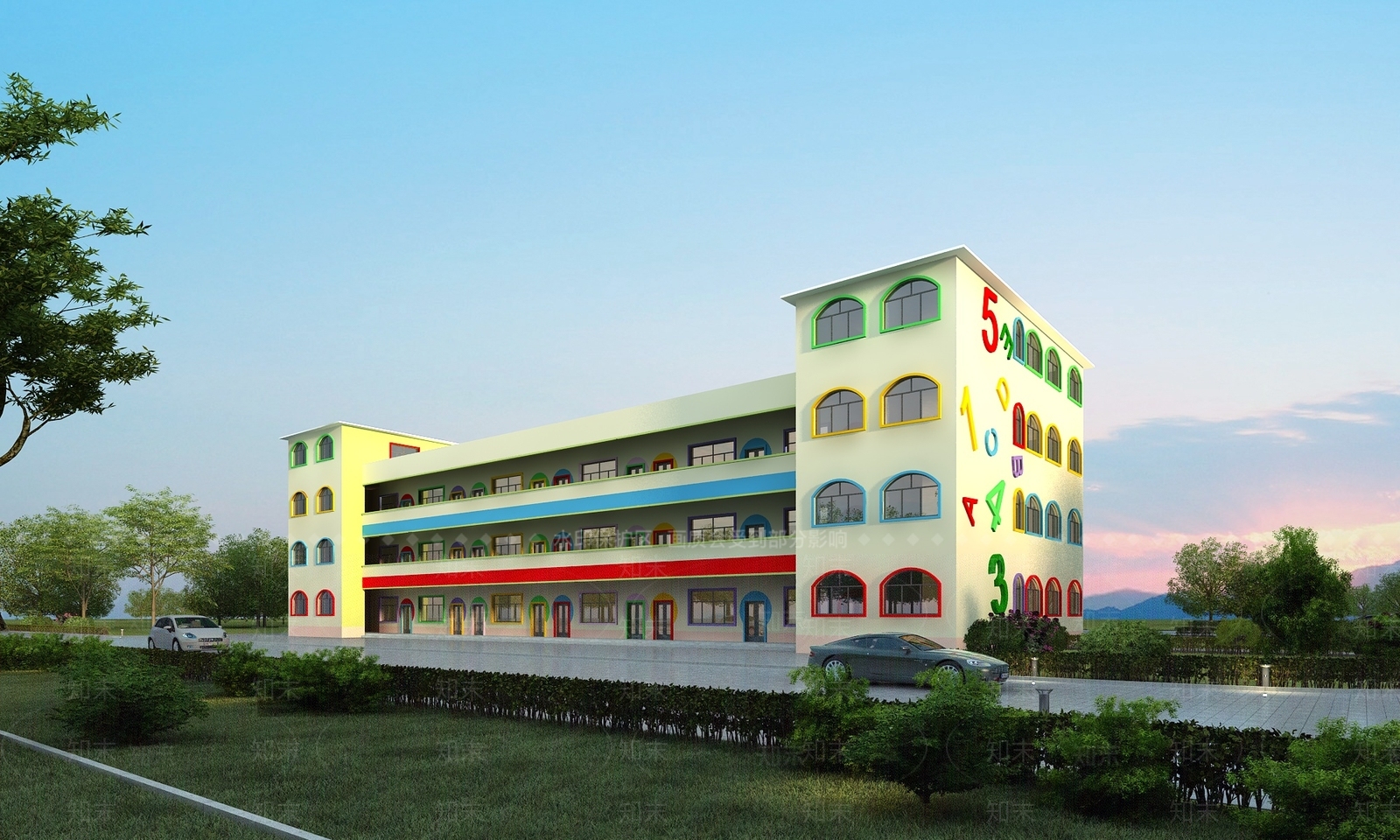 现代学校外观3D模型下载【ID:1139344334】