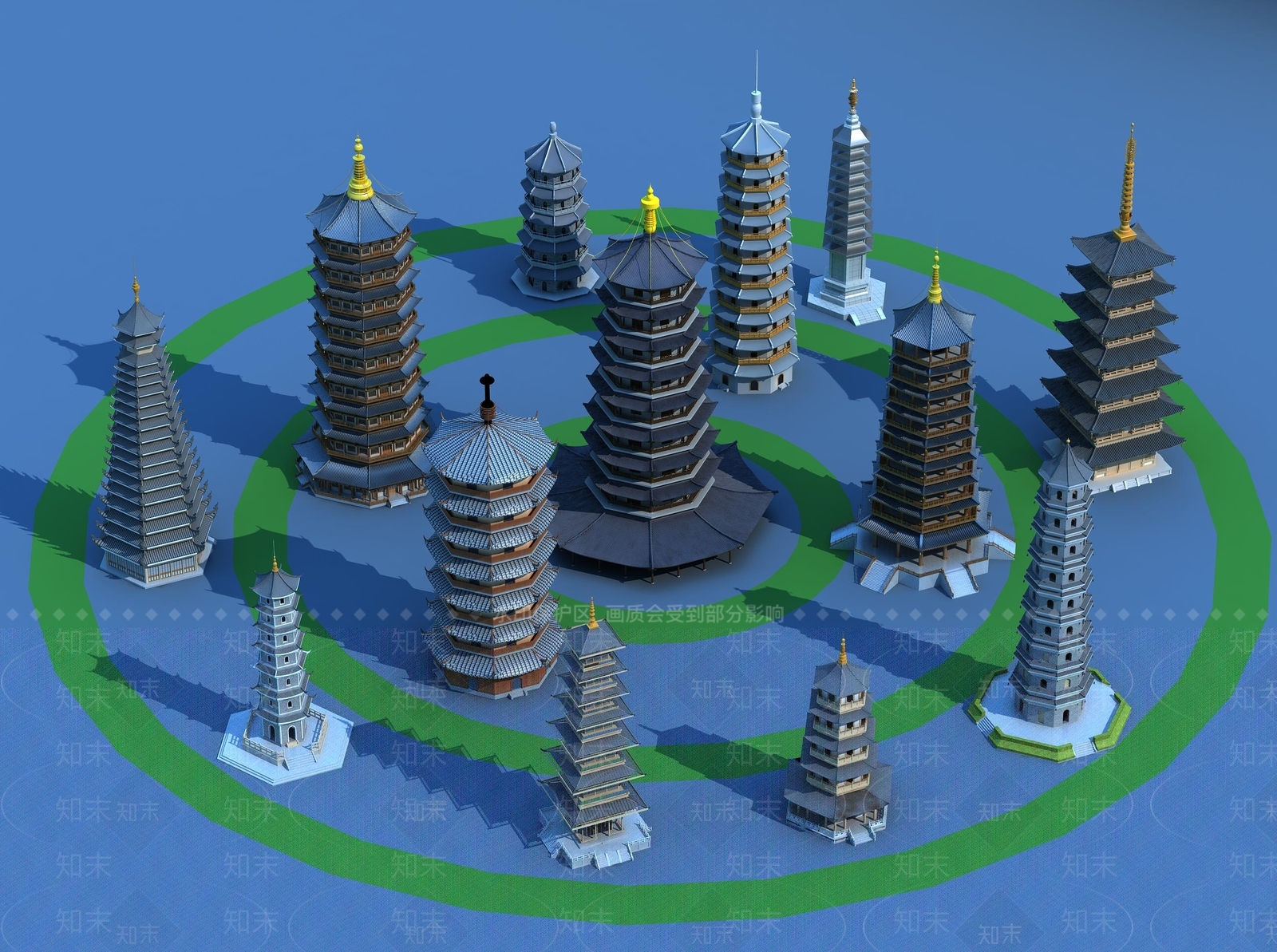 中式古建塔3D模型下载【ID:1139348647】