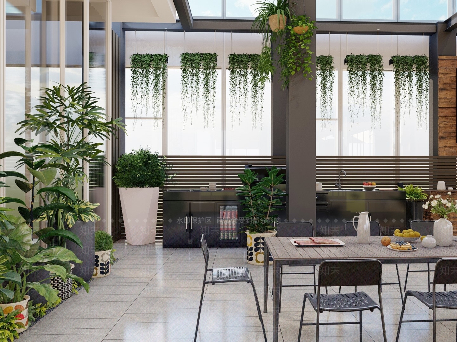 现代屋顶花园SU模型下载【ID:1139348590】