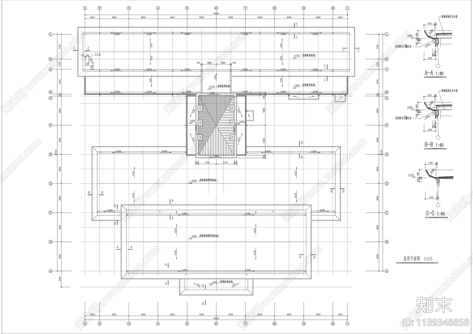 学院食堂建筑cad施工图下载【ID:1139348858】