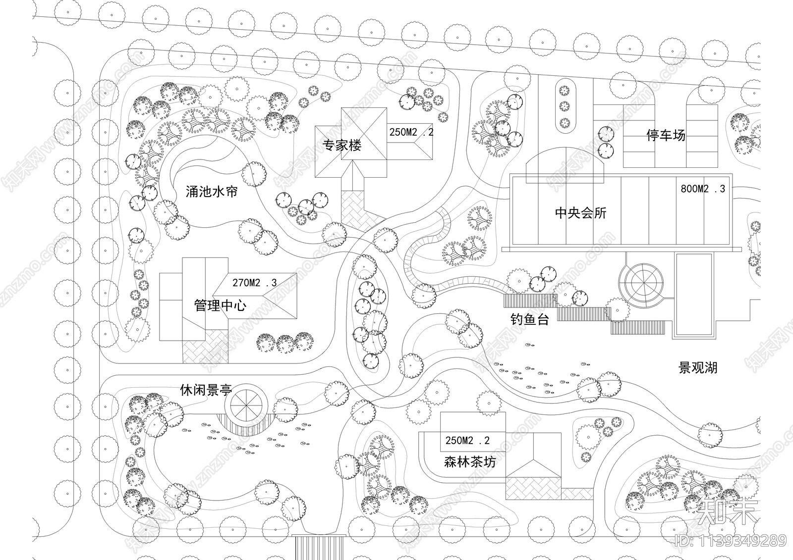 休闲中心景观规划平面图施工图下载【ID:1139349289】