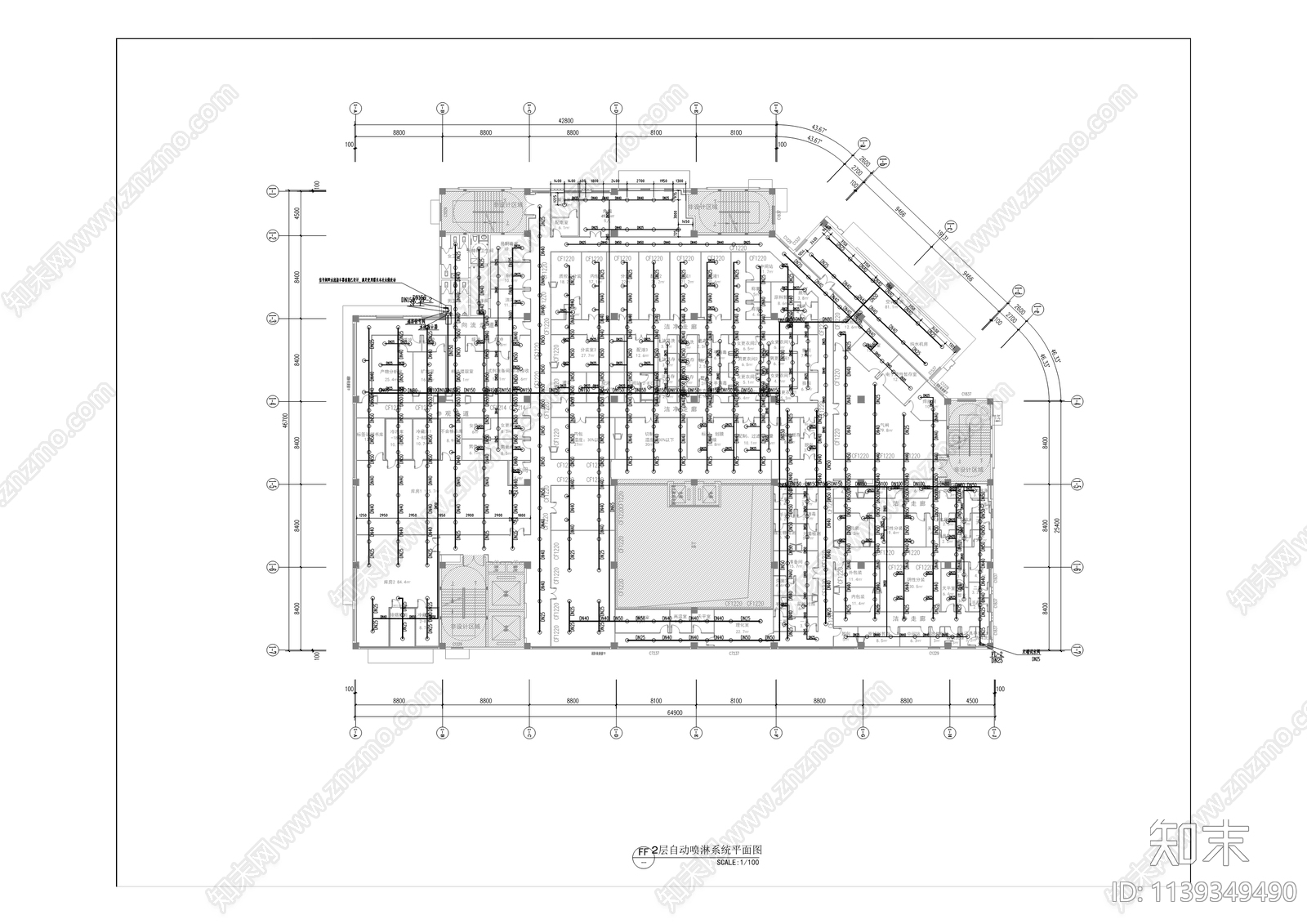 公共卫生应急防疫物资生产储备基地装修cad施工图下载【ID:1139349490】