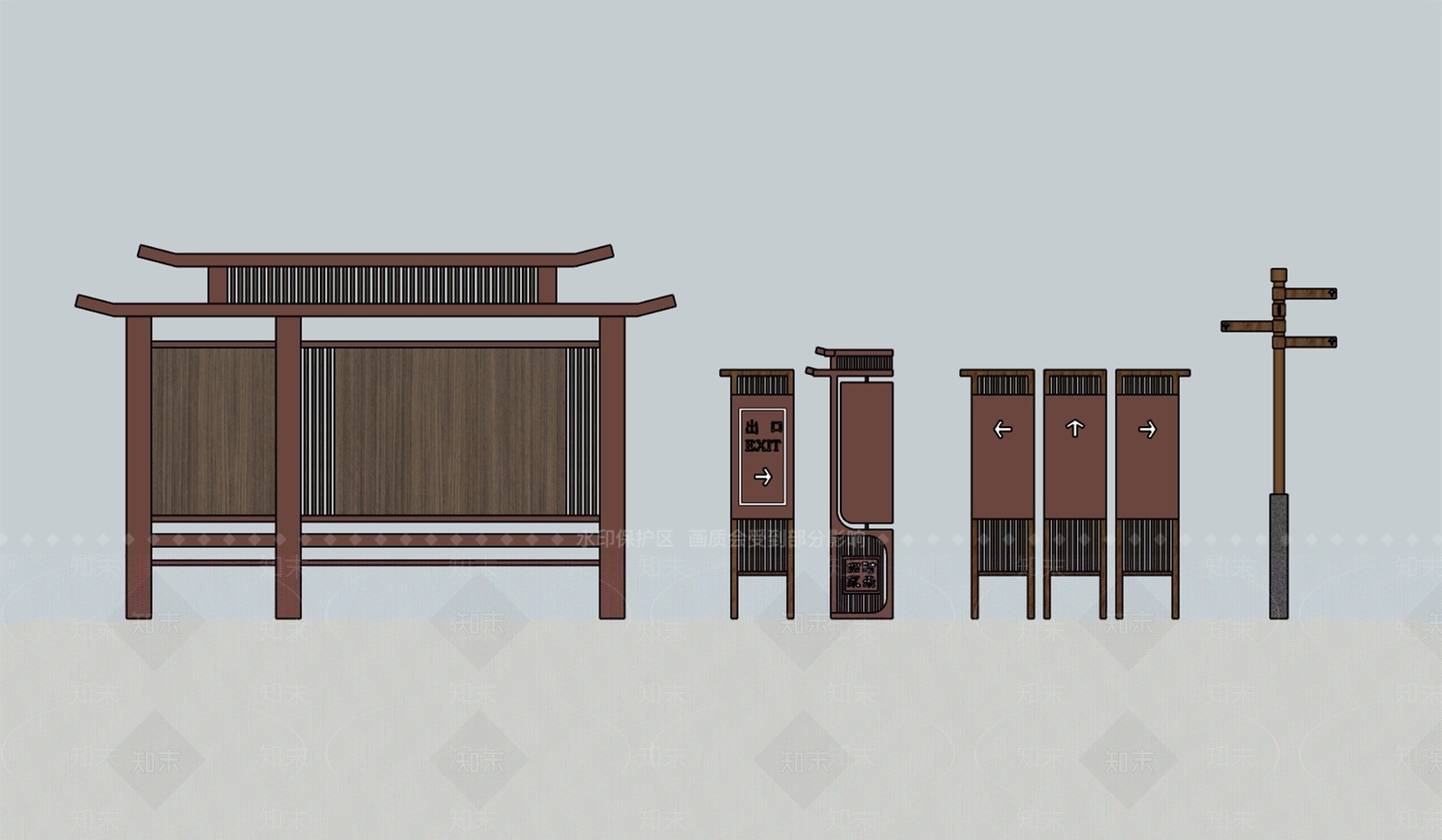 新中式美丽乡村村牌SU模型下载【ID:1139351961】