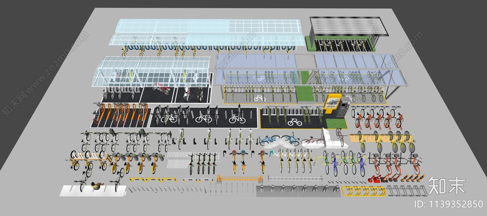 现代自行车停车架SU模型下载【ID:1139352850】
