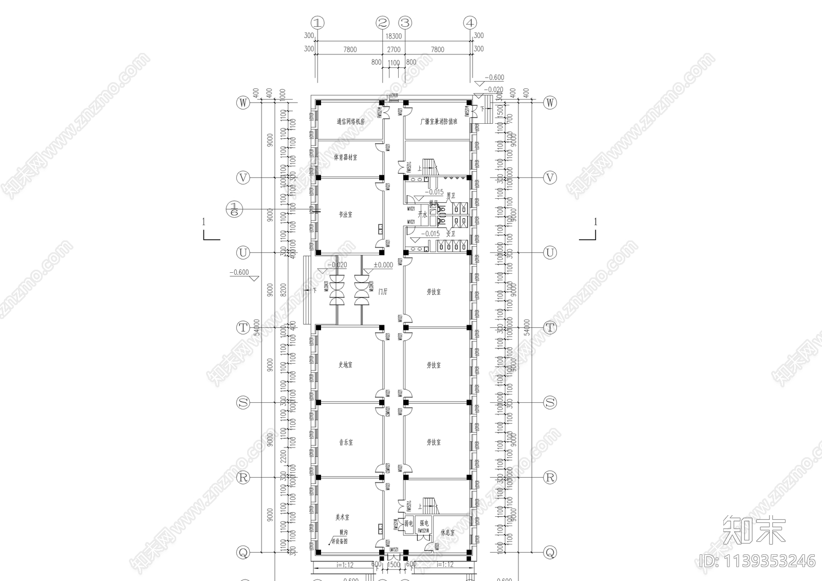 学校教学楼食堂宿舍楼建筑cad施工图下载【ID:1139353246】