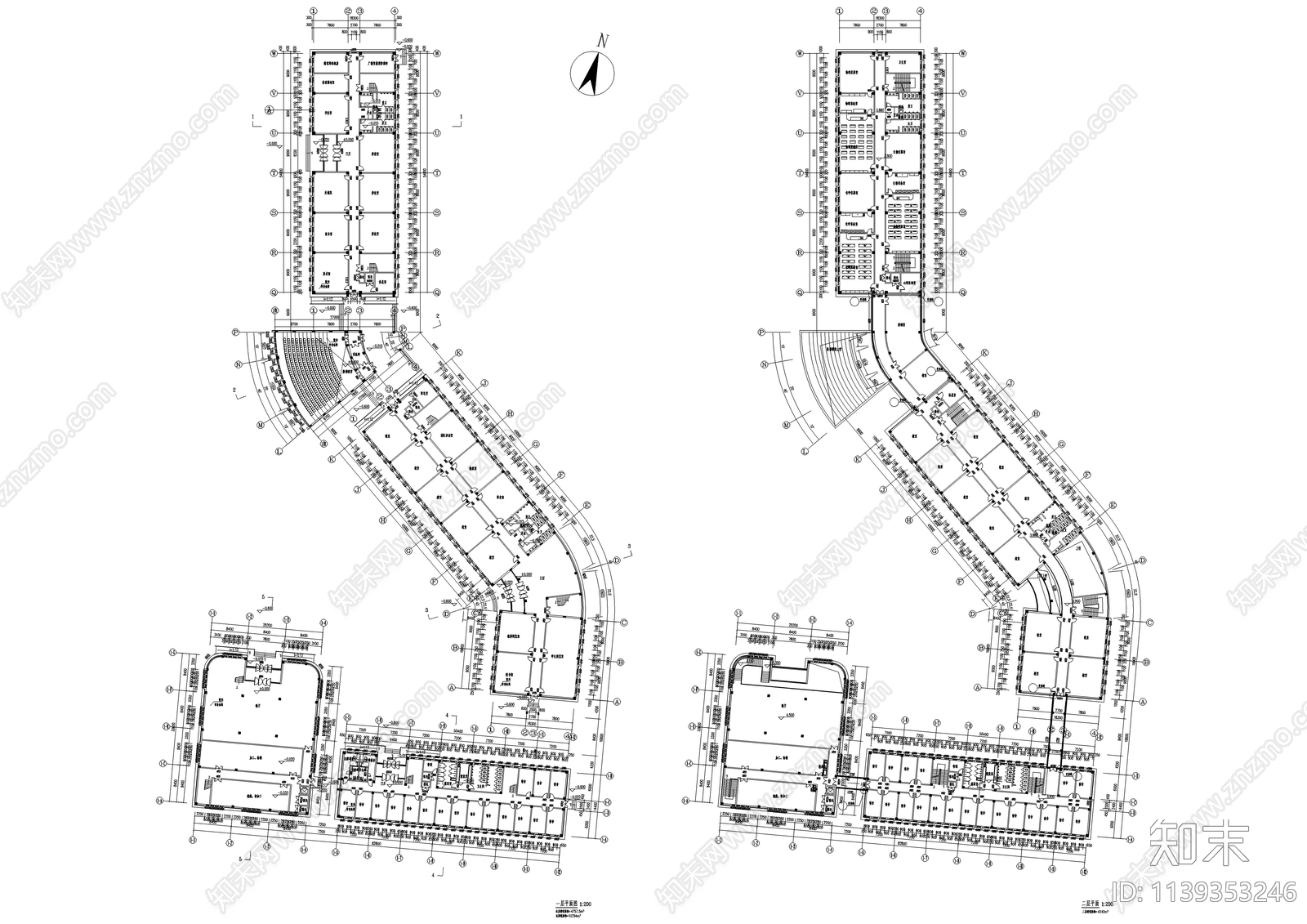 学校教学楼食堂宿舍楼建筑cad施工图下载【ID:1139353246】