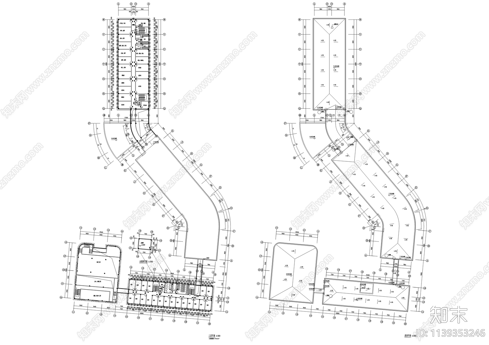 学校教学楼食堂宿舍楼建筑cad施工图下载【ID:1139353246】