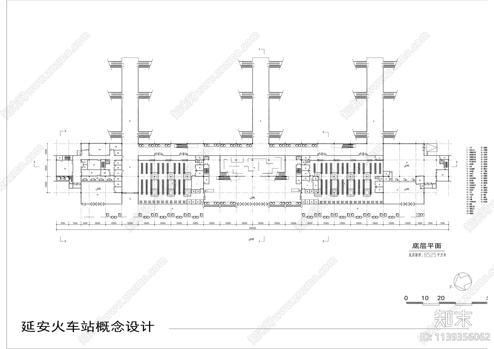 延安火车站建筑施工图下载【ID:1139356062】