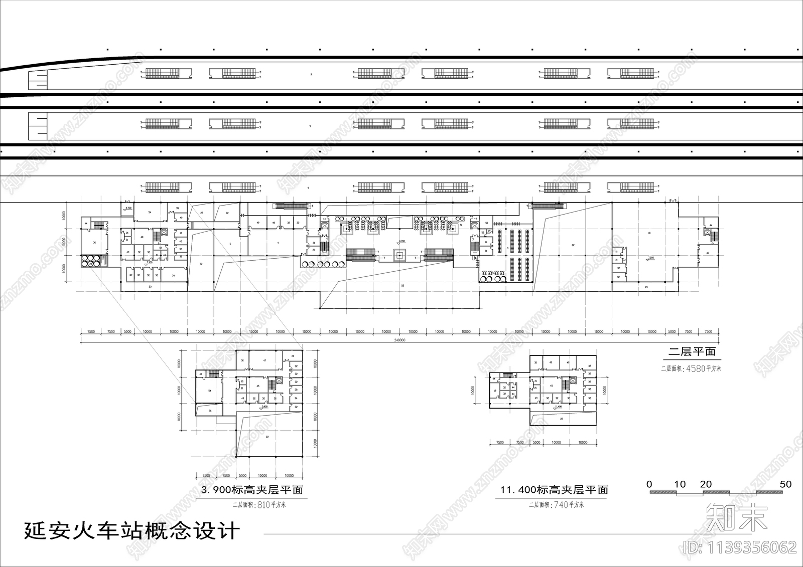 延安火车站建筑施工图下载【ID:1139356062】