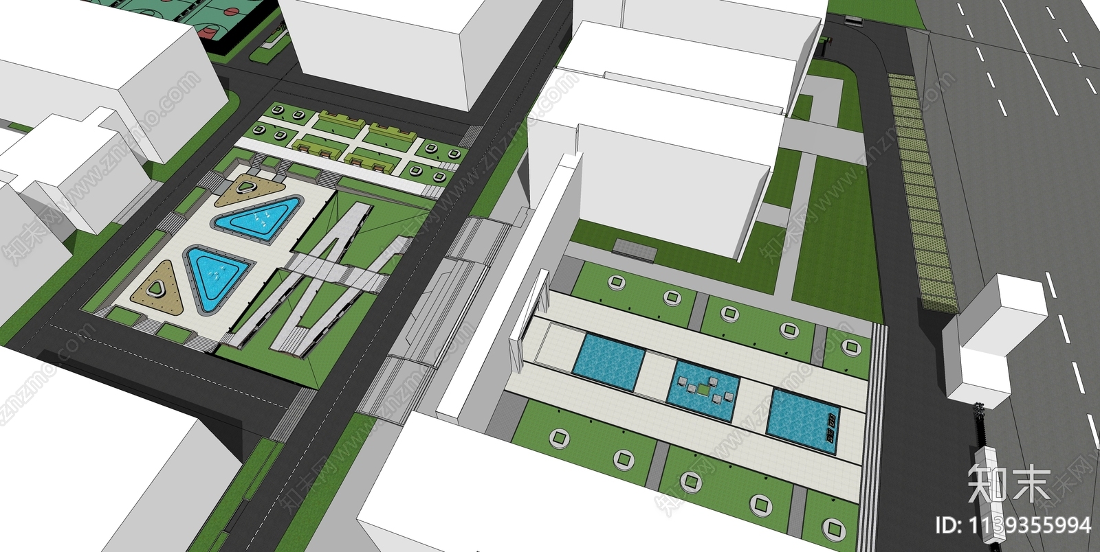 现代校园景观SU模型下载【ID:1139355994】