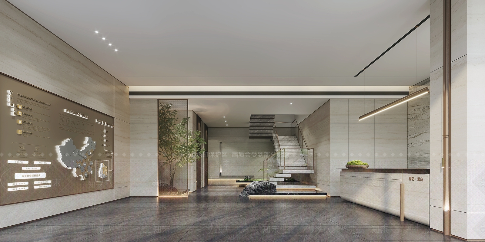 现代售楼处前厅3D模型下载【ID:1139356561】