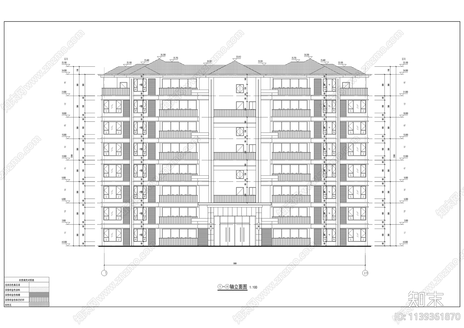 住宅楼建筑cad施工图下载【ID:1139361870】