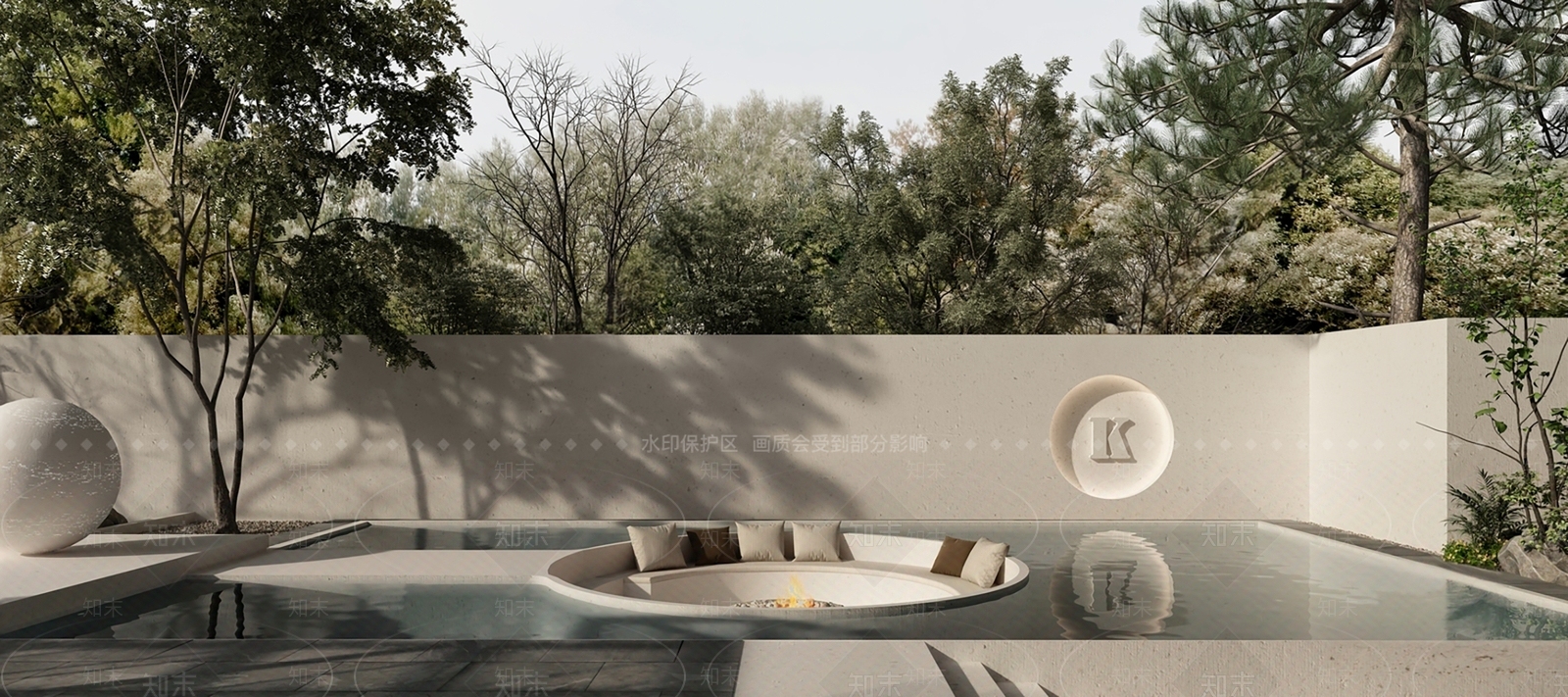 现代户外游泳池SU模型下载【ID:1139365192】