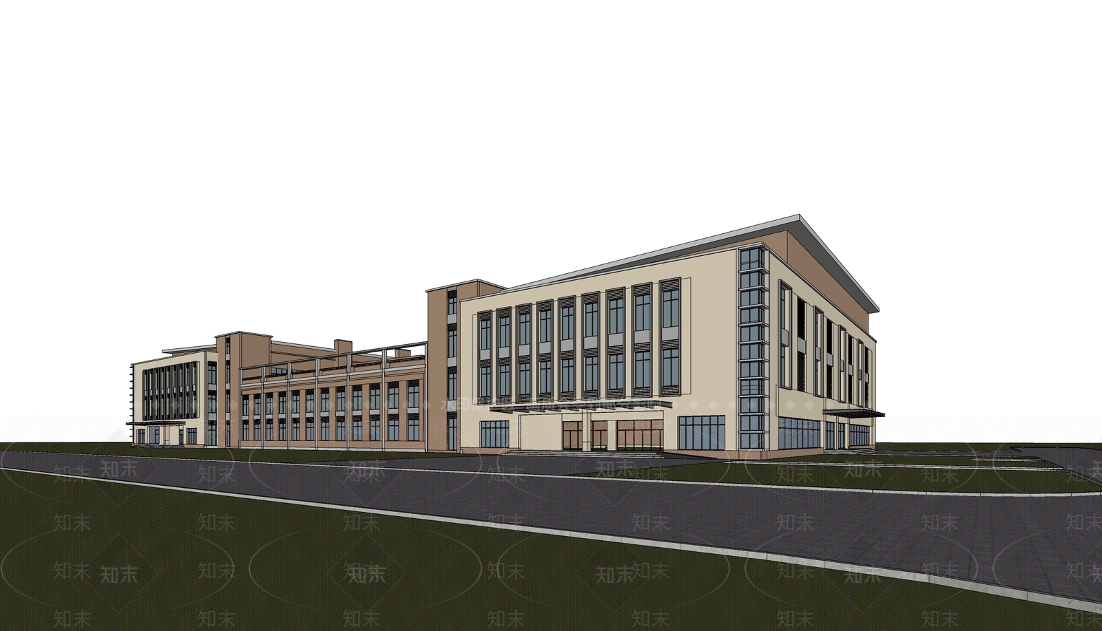 现代体育馆建筑SU模型下载【ID:1139365586】