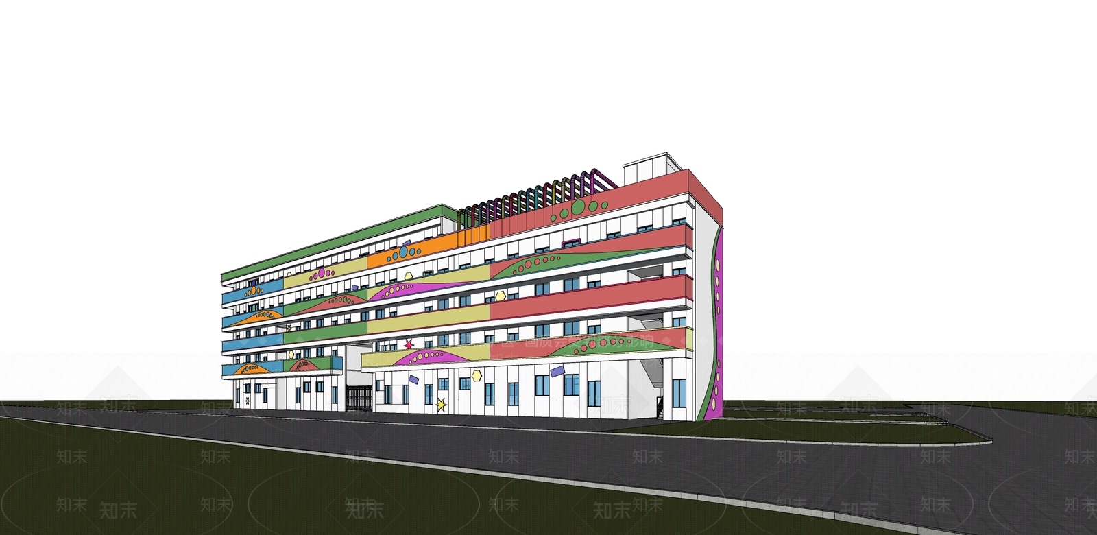 现代幼儿园建筑SU模型下载【ID:1139365799】